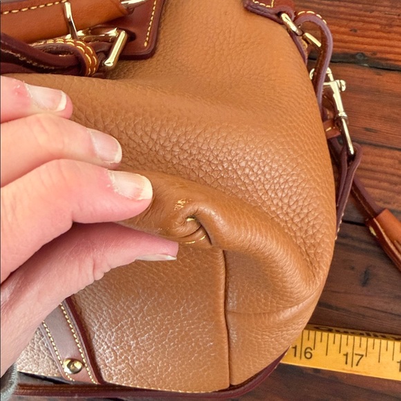 Dooney & Bourke Bristol Caramel Leather Satchel With Detachable Strap. - Picture 15 of 17